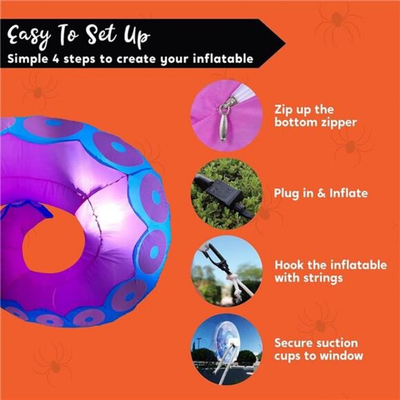 3 Pcs Halloween Inflatables Octopus Tentacle Outdoor Window Decorations - Picture 6 of 8